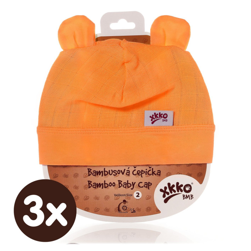 Bamboo Baby Hat XKKO BMB - Orange 3x1ps (Wholesale packaging)