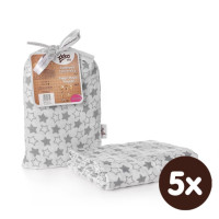 Bamboo swaddle XKKO BMB 120x120 - Little Stars Silver 5x1ps (Wholesale packaging)