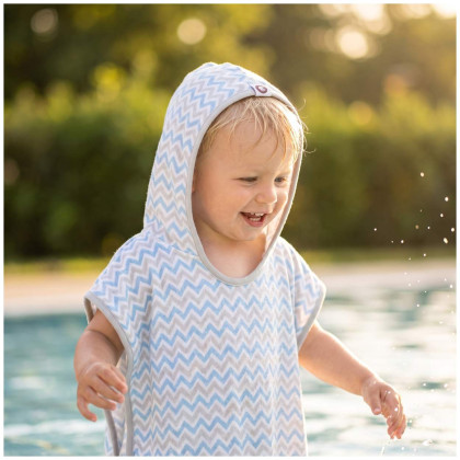 Bamboo Muslin Poncho XKKO BMB - Chevron Baby Blue