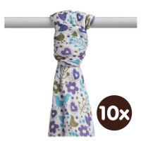 Bamboo muslin towel XKKO BMB 90x100 - Flowers&Birds Boys 10x1pcs (Wholesale packaging)