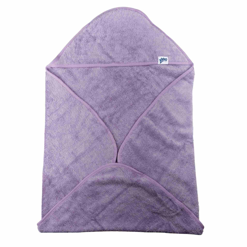 Hooded terry bath towel XKKO Organic 90x90 - Lavender Aura