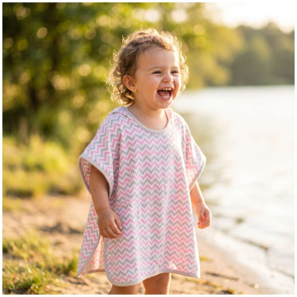 Bamboo Muslin Poncho XKKO BMB - Chevron Baby Pink