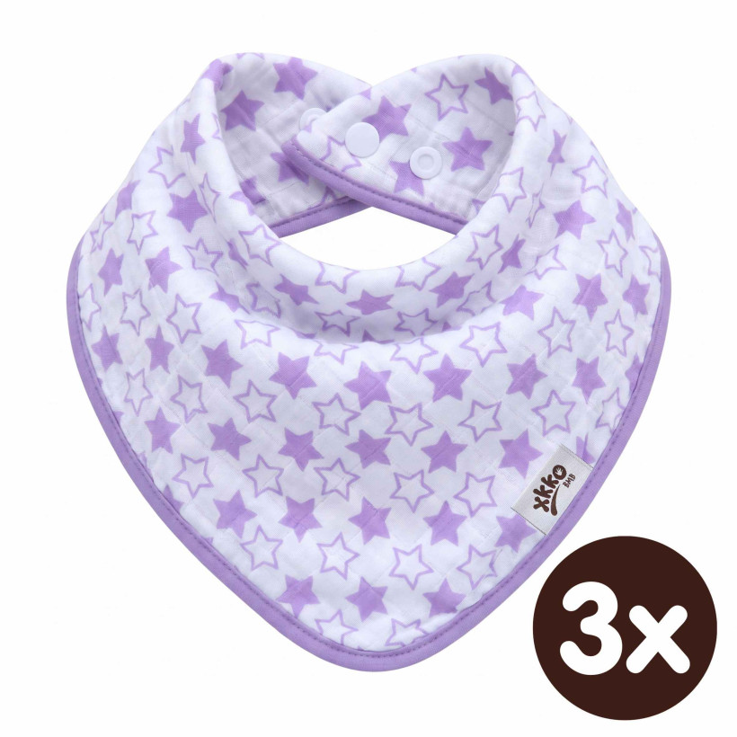 Bamboo bandana XKKO BMB - Little Stars Lilac 3x1ps Wholesale packing