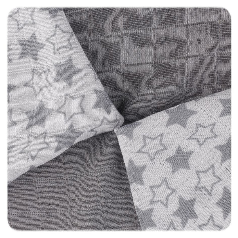 Bamboo muslins XKKO BMB 30x30 - Little Stars Silver MIX  9pcs