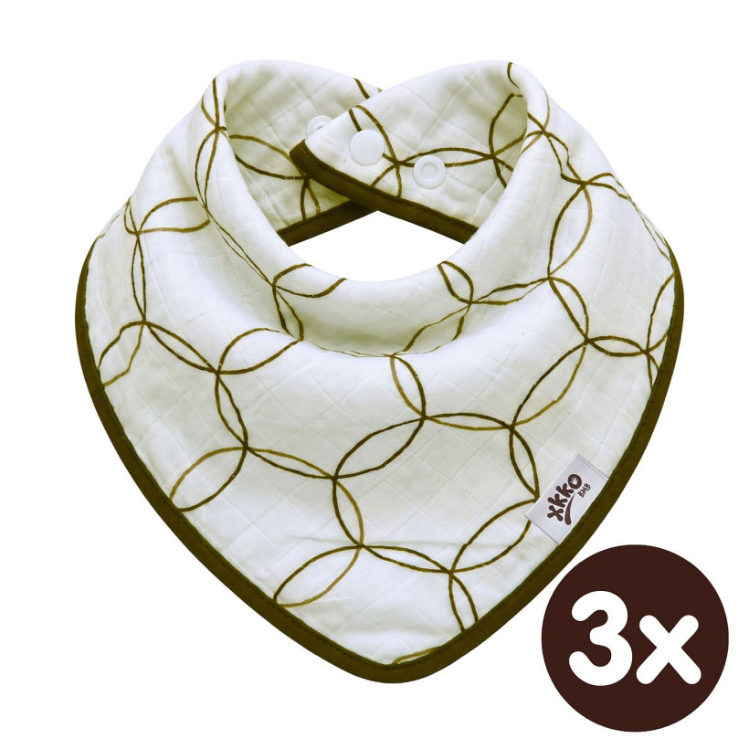 Bamboo bandana XKKO BMB - Natural Brown Circles 3x1ps Wholesale packing