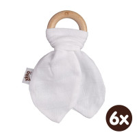 XKKO BMB Bamboo teether with Leaves - White 6x1ps (Wholesale pack.)