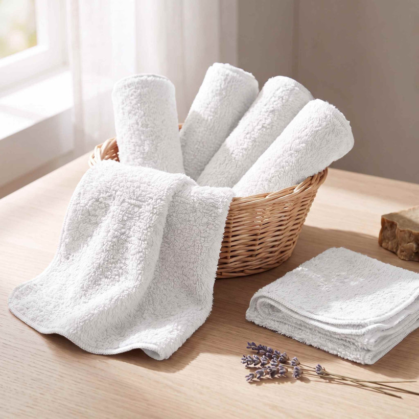 Organic cotton terry wipes XKKO Organic 21x21 - White 5x6ps (Wholesale pack.)