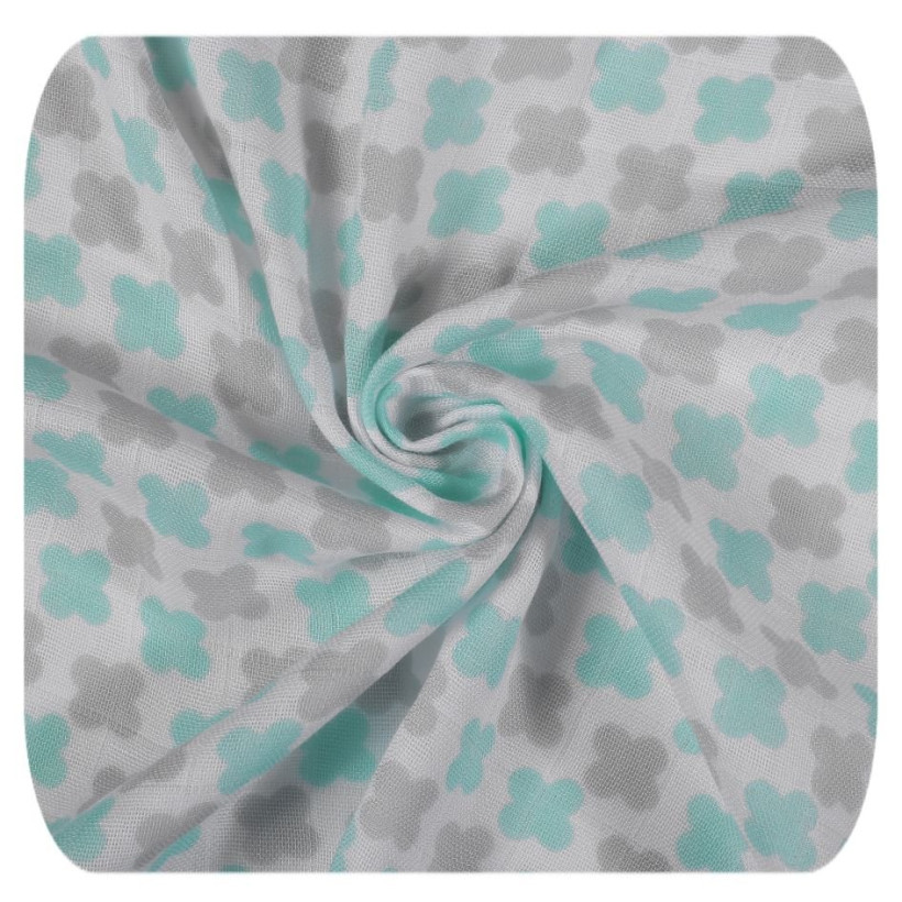 Bamboo swaddle XKKO BMB 120x120 - Mint Cross 5x1ps (Wholesale packaging)