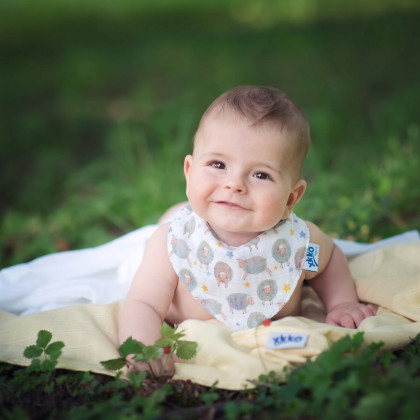 Organic Cotton Muslin Bandana XKKO Organic - Dreamy Sheeps