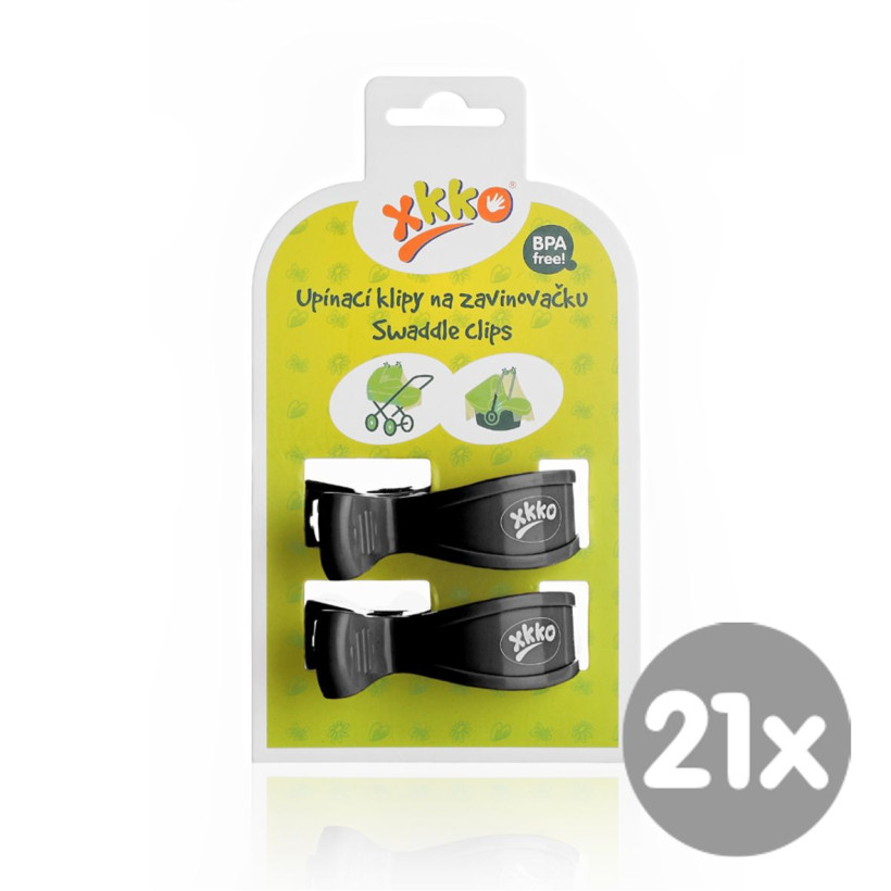 Pram Clips XKKO - Black 21x2ps (Wholesale pack.)