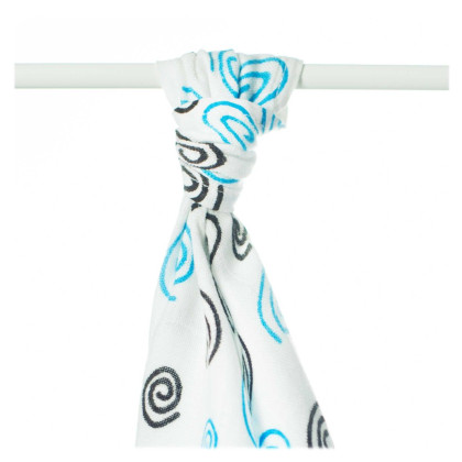 Bamboo muslin towel XKKO BMB 90x100 - Cyan Spirals