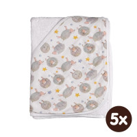 Hooded bamboo terry towel XKKO BMB 90x90 - Dreamy Sheeps 5x1ps (Wholesale packaging)