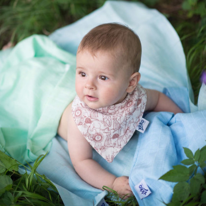 Organic Cotton Muslin Bandana XKKO Organic - Safari W/Mesa Rose