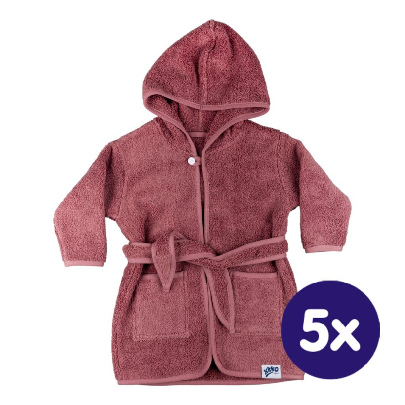 Organic Cotton Terry Bathrobe XKKO Organic - Mesa Rose 12-24m 5x1ps (Wholesale pack)
