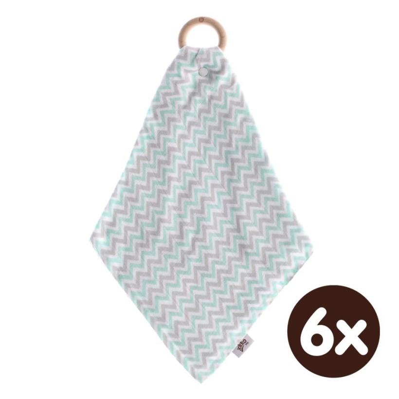 XKKO BMB Bamboo teether with Muslin - Chevron Mint 6x1ps (Wholesale pack.)