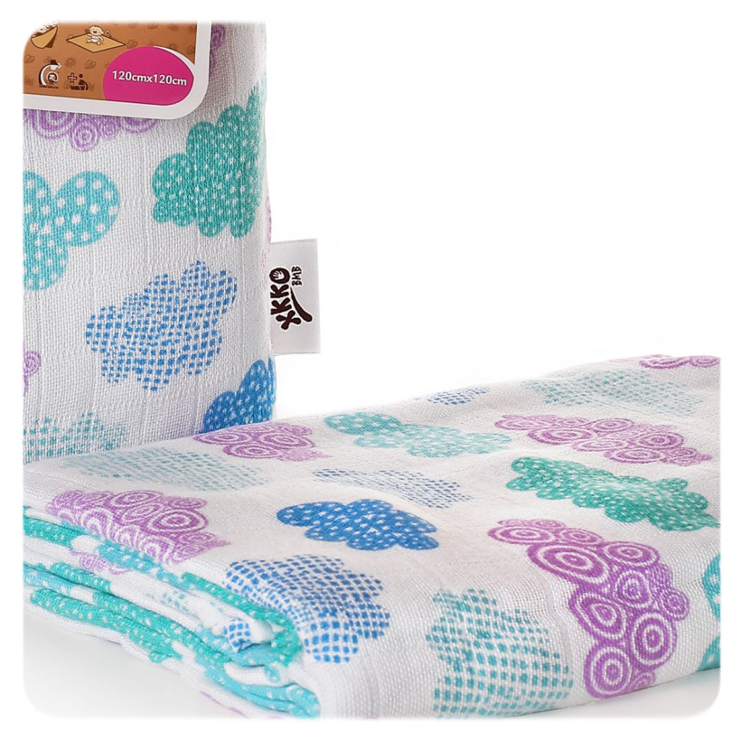 Bamboo swaddle XKKO BMB 120x120 - Heaven for Boys 5x1ps (Wholesale packaging)