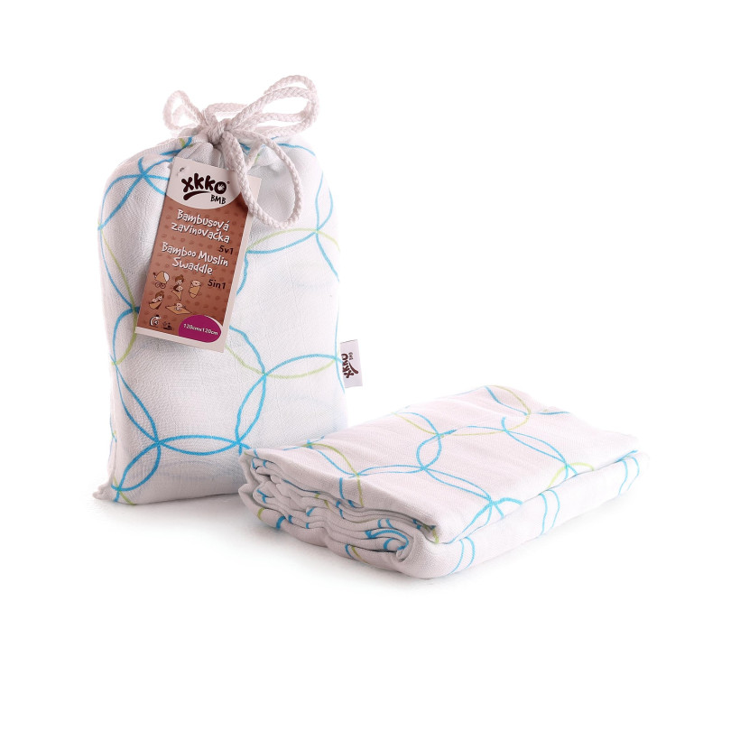 Bamboo swaddle XKKO BMB 120x120 - Cyan Circles