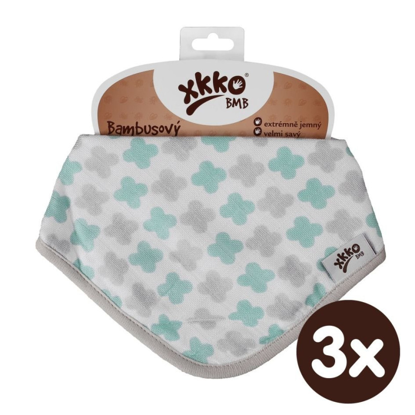 Bamboo bandana XKKO BMB - Mint Cross 3x1ps Wholesale packing