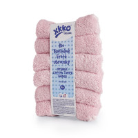 Organic cotton terry wipes XKKO Organic 21x21 - Baby Pink 5x6ps (Wholesale pack.)