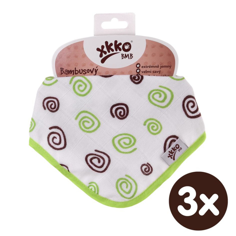 Bamboo bandana XKKO BMB - Lime Spirals 3x1ps Wholesale packing