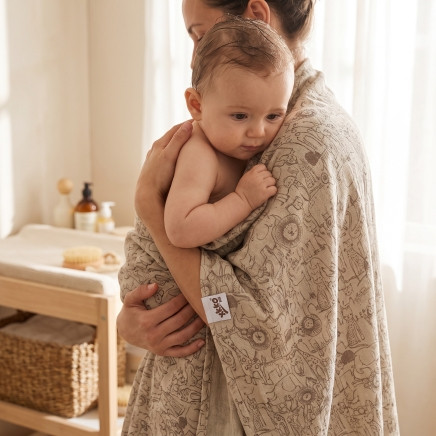 Bamboo muslin towel XKKO BMB 90x100 - Safari Atmosphere