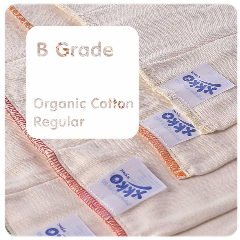 B Grade Prefolded Diapers XKKO Organic - Regular Natural 10pcs