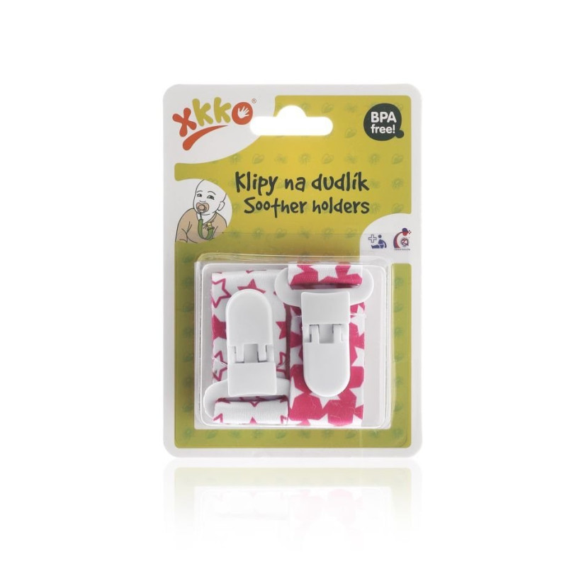 Soother Clips XKKO - Little Stars Magenta MIX