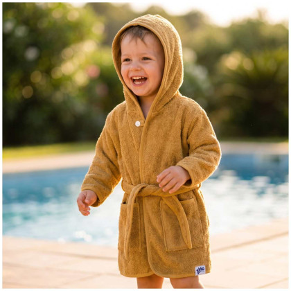 Organic Cotton Terry Bathrobe XKKO Organic - Honey Mustard