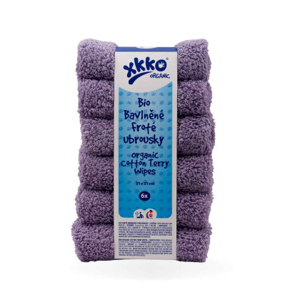 Organic cotton terry wipes XKKO Organic 21x21 - Lavender Aura