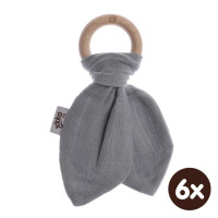 XKKO BMB Bamboo teether with Leaves - Silver 6x1ps (Wholesale pack.)