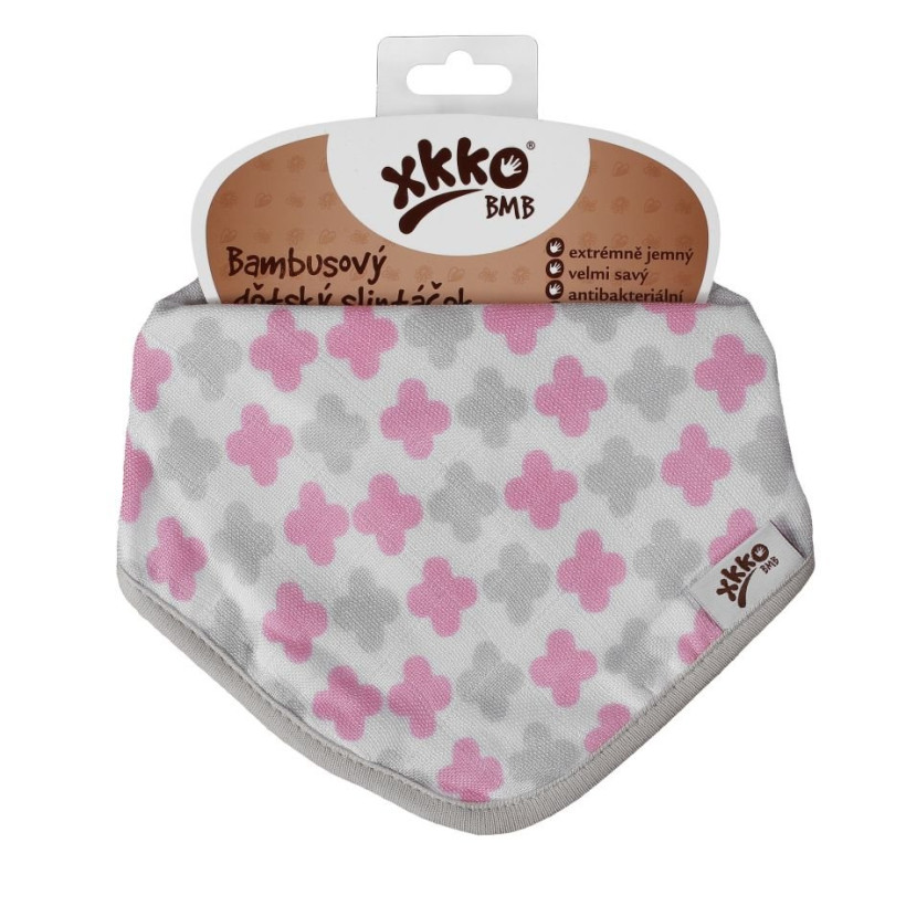 Bamboo bandana XKKO BMB - Baby Pink Cross