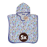 Bamboo Muslin Poncho XKKO BMB - Flowers&Birds Boys 5x1ps (Wholesale pack.)