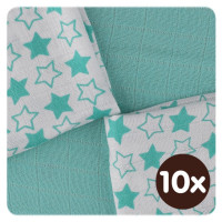 Bamboo muslins XKKO BMB 30x30 - Litte Stars Turquoise MIX 10x9pcs (Wholesale packaging)