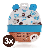Bamboo Baby Hat XKKO BMB - Cyan Spirals 3x1ps (Wholesale packaging)