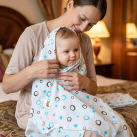 Bamboo muslin towel XKKO BMB 90x100 - Cyan Bubbles 10x1pcs (Wholesale packaging)
