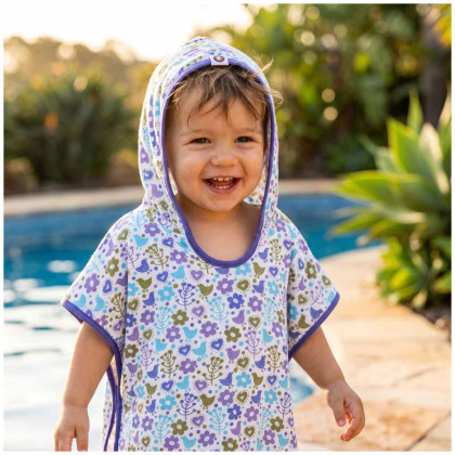 Bamboo Muslin Poncho XKKO BMB - Flowers&Birds Boys