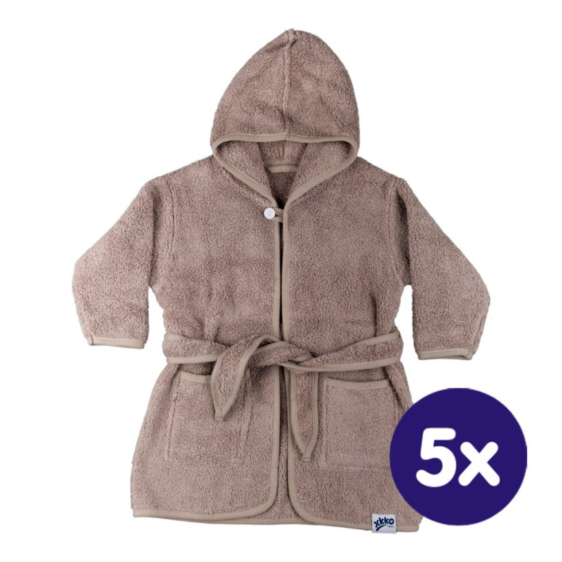Organic Cotton Terry Bathrobe XKKO Organic - Honey Mustard 12-24m 5x1ps (Wholesale pack)