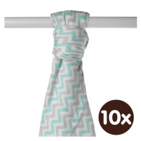 Bamboo muslin towel XKKO BMB 90x100 - Mint Chevron 10x1pcs (Wholesale packaging)