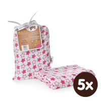Bamboo swaddle XKKO BMB 120x120 - Little Stars Magenta 5x1ps (Wholesale packaging)