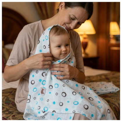 Bamboo muslin towel XKKO BMB 90x100 - Cyan Bubbles