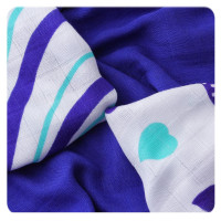 Bamboo muslins XKKO BMB 30x30 - Hearts&Waves Ocean Blue MIX 10x9pcs (Wholesale packaging)