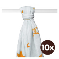 Bamboo muslin towel XKKO BMB 90x100 - Orange Stars 10x1pcs (Wholesale packaging)