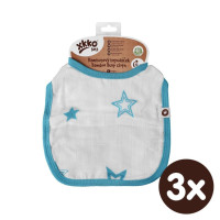 Bamboo Burp Cloth XKKO BMB - Cyan Stars 3x1ps (Wholesale packaging)