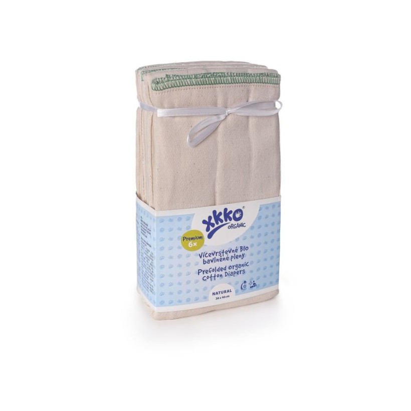 Prefolded Diapers XKKO Organic - Premium Natural 24x6ps (Wholesale pack.)
