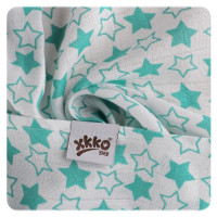 Bamboo swaddle XKKO BMB 120x120 - Little Stars Turquoise 5x1ps (Wholesale packaging)