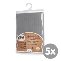 Bamboo muslin fitted sheet XKKO BMB 50x70 - Baby Grey 5x1ps ( Wholesale pack.)