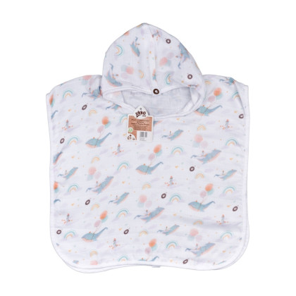 Bamboo Muslin Poncho XKKO BMB Digi - Sky Whale