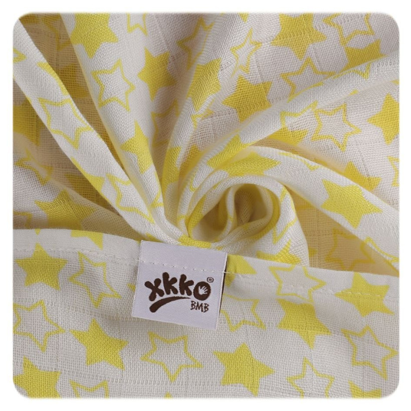 Bamboo muslin towel XKKO BMB 90x100 - LIttle Stars Lemon