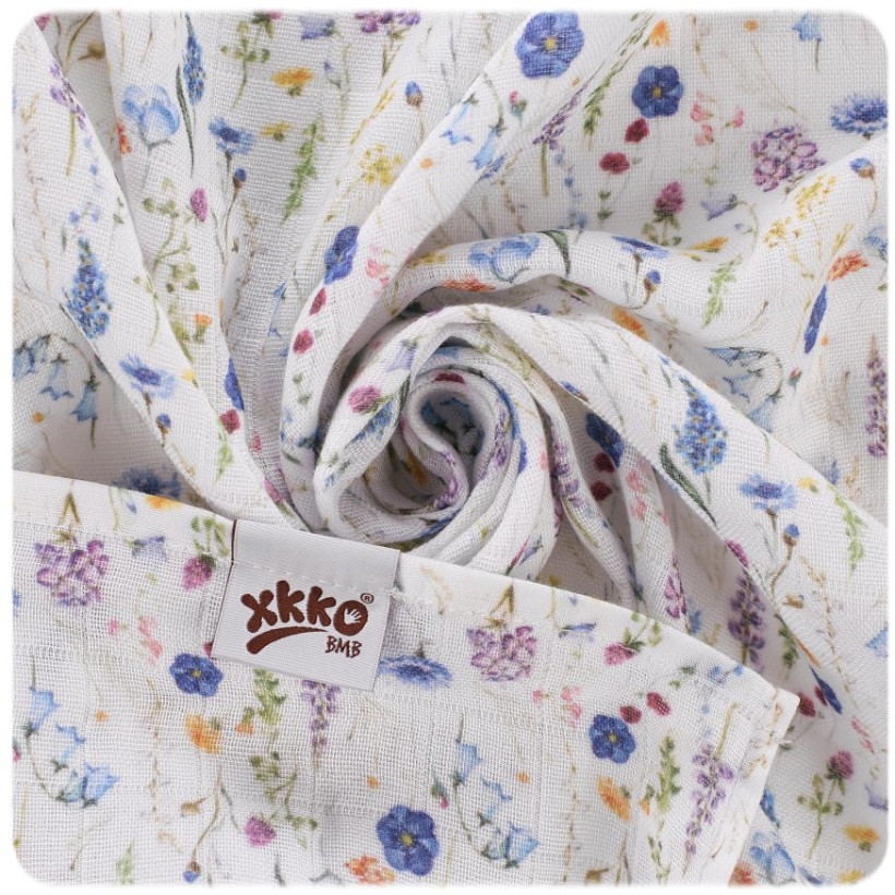 Bamboo muslins XKKO BMB 70x70 Digi - Blue Wildflowers MIX 3pcs