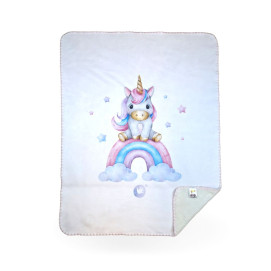 Spanish baby blanket XKKO LUX 75x100 - Rainbow Unicorn